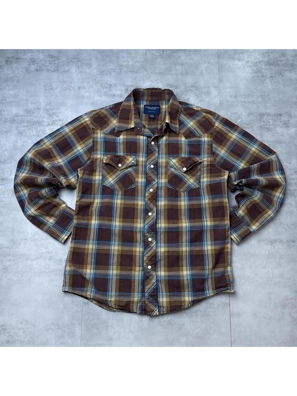 Y2K American Eagle 00s Plaid Button Up Shirt